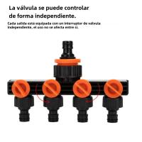 Conector De Riego Para Jardín 4 Caminos Divertor De Grifo Con Válvula Distribuidor De Agua Para Grifo De Exterior Riega - details 22