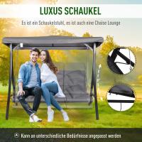 Columbio 3 plazas, Banco columpio con Toldo ajustable, Columbio de Jardín con cojeo, capacidad de carga hasta 270 kg - details 4