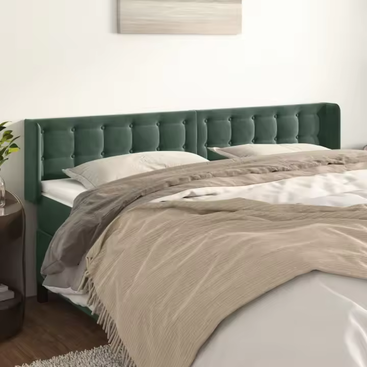 vidaXL Cabecero de terciopelo verde oscuro 163x16x78/88 cm - 1
