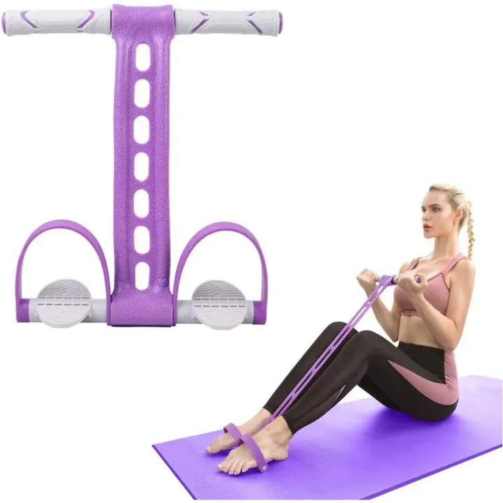 Banda de resistencia para pedales de yoga, cuerda elástica para tirar, equipo de ejercicios de abdominales para fitness en el gimnasio en casa, entrenamiento de abdominales para brazos, color morado - 1