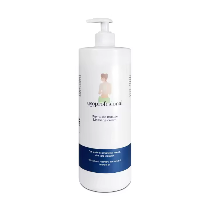 Crema de Masaje de Almendras, Romero, Aloe Vera y Lavanda - 1 Litro - Crema Profesional de Masaje Corporal y Relajación - 1