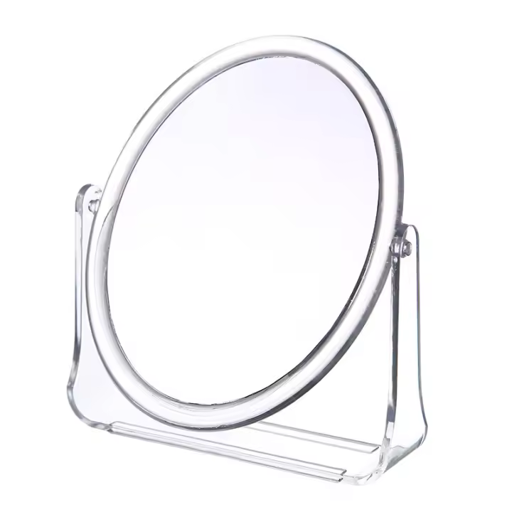 Espejo de maquillaje de aumento para escritorio, espejo de escritorio de doble cara, espejo de aumento pequeño de pie para mesa portátil. - 1