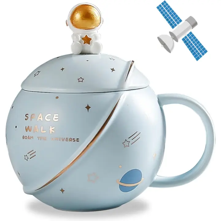 Tazas de Cafe de Ceramica, Bonitas para Desayuno, Taza Capuchino con Tapa y Cuchara, Personalizada Dia del Padre, para Té y Leche, Regalos para Amigas Originales - 1