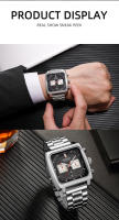 Reloj De Pulsera De Cuarzo MEGIR Para Hombre Dial Cuadrado Cronógrafo Multifuncional Deportivo Resistente Al Agua Con Fecha Y Manos Luminosas - details 5