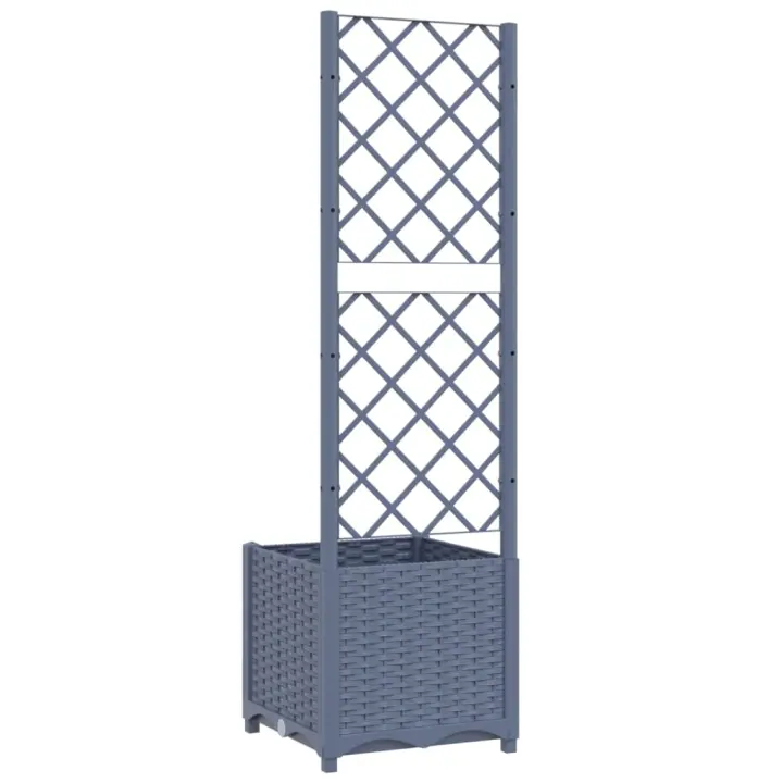 vidaXL Jardinera con enrejado PP gris oscuro 40x40x136 cm - 1