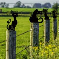 Palos De Jardín De Metal En Forma De Gato Negro Decoración Exterior Estatuas De Animales De Acero Silueta De Animal Para Jardín - details 5