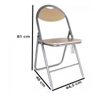MIRAMAX-Silla plegable metálica con asiento y respaldo de madera,conteras antideslizantes, reposapiés,para jardín,hogar,cocina  44,5 x 46 x 81cm - details 1