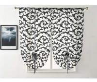 L Cortina De Cocina LEEJOOM Cortina De Ventana Moderna Tratamiento De Tela Tule Transparente Panel Jaccard Blanco Negro - details 7