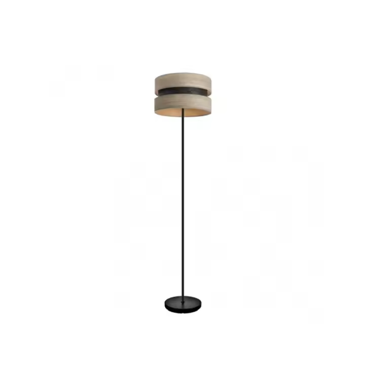 Fabrilamp - Pie Salon Colet 1xe27 Negro/madera Gris 160x40x40 Cm - 1