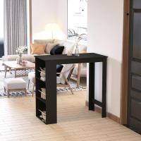 HOMCOM Mesa Alta de Bar, Mesa de Cocina con 3 Estantes Laterales, Estilo Moderno, para Comedor, Salón, 112x57x106 cm, Negro - details 1