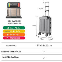 Maletas de cabina ABS 56x40x25cm, 40L - 20 Pulgadas . Compatible con el Estándar de Equipaje Lufthansa, WizzAir o Iberia. Medida 55x38x22. Maleta de Cabina Rígida con Cierre de Combinación y 4 Ruedas Dobles 360°，Maletas para avión en diferentes colores - details 3