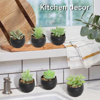 XIYA FLOWER Plantas Artificiales En Maceta De PE Y PP Para Decoración De Hogar Y Fiestas Plantas De Juego De 6 Piezas Estilo Grama - details 1