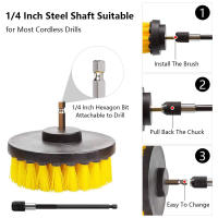 Juego de accesorios de cepillo de taladro, depurador eléctrico, cepillos de limpieza, Kit de herramientas con extensión para limpiar ventanas de vidrio de neumáticos de ruedas de coche - details 1