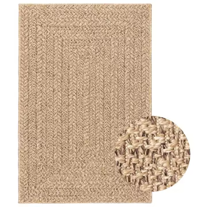 vidaXL Alfombra ZIZUR aspecto yute interior/exterior 140x200 cm en color Beige/Crema - 1