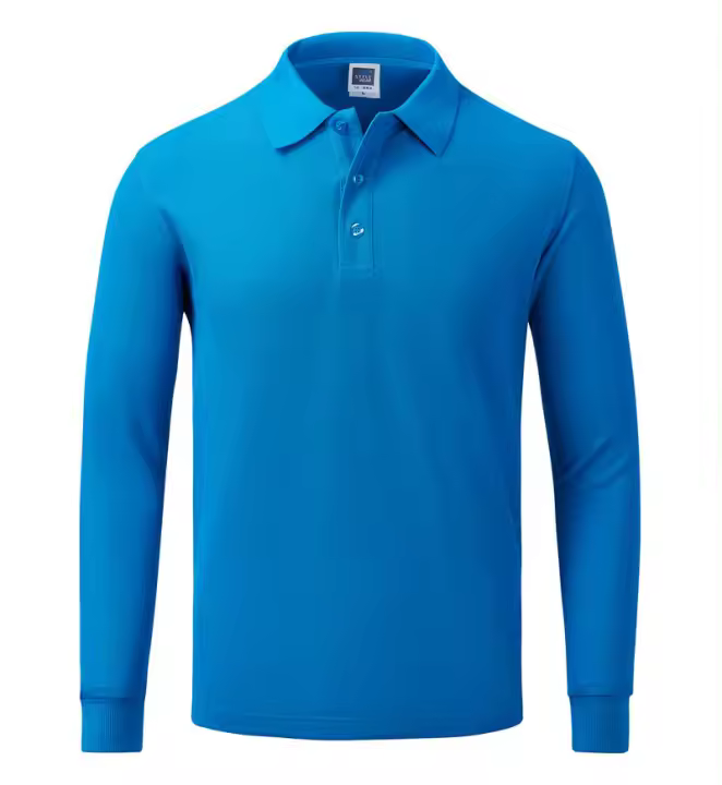 Camisa Polo De Manga Larga Para Hombre Estilo Casual Suave Y Cómoda Con Cierre En El Cuello Para Trabajo En Restaurantes Panaderías Supermercados Y Cafeterías - 1