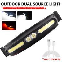 Linterna Frontal COB+LED Potente 210° Ancho Banda Ajustable Recargable USB C Luz Roja Adaptable Para Senderismo Camping Autodefensa - details 4