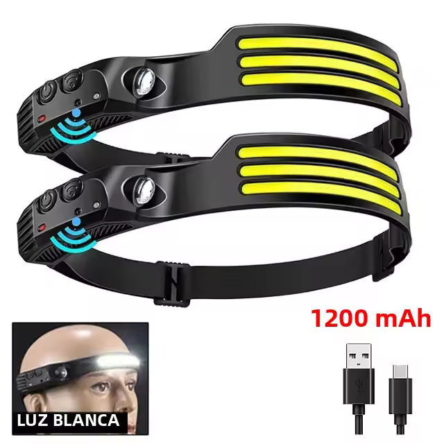 Lámpara Frontal LED COB Recargable Por USB Con Batería Integrada Sensor De InducciónLinterna Frontal Para Camping Y Pesca Al Aire Libre - 1