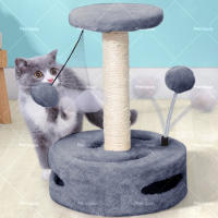 Rascador para gatos de interior, color gris, con dos bolas. - details 4