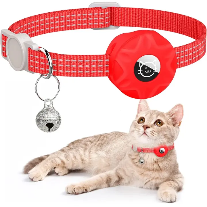 Collar De Gato Con Portador De AirTag Para Apple Collar Reflejo De Desprendimiento Para Gatos Niños Y Niñas Con Campana - 1