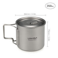 Lixada Juego De Cocina Ultraligero De Titanio 300ml/350ml/420ml/550ml/650ml/750ml Con Cuchara Plegable Para Camping Incluye Vaso Y Comedor - details 27