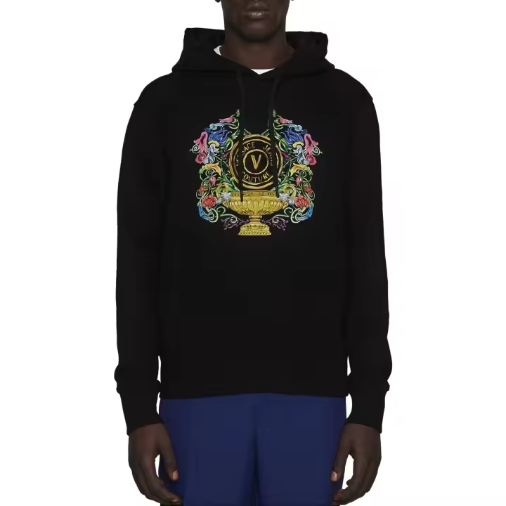 Sudadera VERSACE JEANS COUTURE de Capucha V-Emblem Garden Color Negro - 1