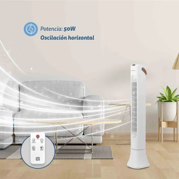 Torre de ventilación con mando de 91cm 3  velocidades TF-DSG y 50W blanco - 1