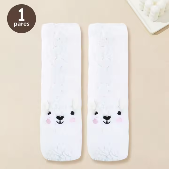 Pareja De Calcetines De Peluche Para Otoño E Invierno Calcetines De Dormir Para El Hogar Pantuflas De Nieve Calcetines De Oso Para Confinamiento Calcetines De Alfombra - 1