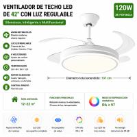 Ventilador de Techo 42’’ con Luz Regulable – Perfecto para Verano e Invierno, Silencioso y Moderno Luz LED de Alta Calidad y Diseño Compacto - details 1