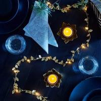 Guirnalda De Plantas Artificiales Con 30 LEDs Amarillo Y Plateado Para Bodas Y Fiestas En Casa Fuente De Energía Por Batería Decoración De Navidad - details 6