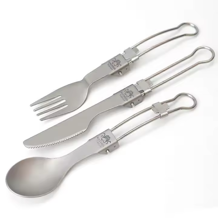 Stainless Steel Tableware Portable Tableware Foldable Knife Fork Spoon Knife Traveling Knife Fork Spoon Set Outdoor Tableware Set Folding Cutlery Set - 1