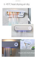 Nuevo Porta Cepillo De Dientes UV Con Secado Automático Y Esterilizador Inteligente Para Baño Pared Montada Recargable Secado Rápido - details 6