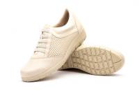 95567 cuero-beige y platino-nude Hecho en España Deportivos Mujer Piel Cordones Elásticos Cuña Numeración:35-41 Marca:JAM Estos son deportivos para mujer, en tonos marrones con variación de texturas. La puntera y los laterales exhiben cuero liso, mientras - details 8