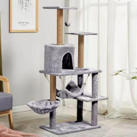 Árbol rascador para Gatos Altura 135 cm, Gris Claro - details 1
