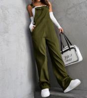 Monopiece Retro Europeo Y Americano Para Mujer Con Bolsillos De Color Sólido Pantalones Casuales Y Sueltos De Overal - details 10
