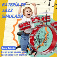 AIYAPLAY Batería Infantil con Taburete Batería para Niños de +3 Años con Tambores Bombo Platillo Pedal y Baquetas Diseño con Tema de Estrellas 65x22x57 cm - details 5