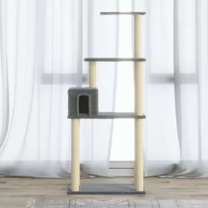 vidaXL RASCADOR PARA GATOS CON POSTES DE SISAL GRIS CLARO 147 CM - 1