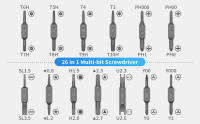 Juego De Destornilladores Precisi\u00f3n 27/39 En 1 Con Punta Manual Y 38 Piezas Torx Filos Dinamom\u00edticos Mini Herramienta De Reparaci\u00f3n Con Cabezales Variados Y Acero De Aluminio - details 2