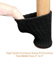 24 piezas de calcetín de silla para patas de silla, patas de muebles, almohadillas antideslizantes para patas de silla de 1 "-2" de diámetro, negro - details 1