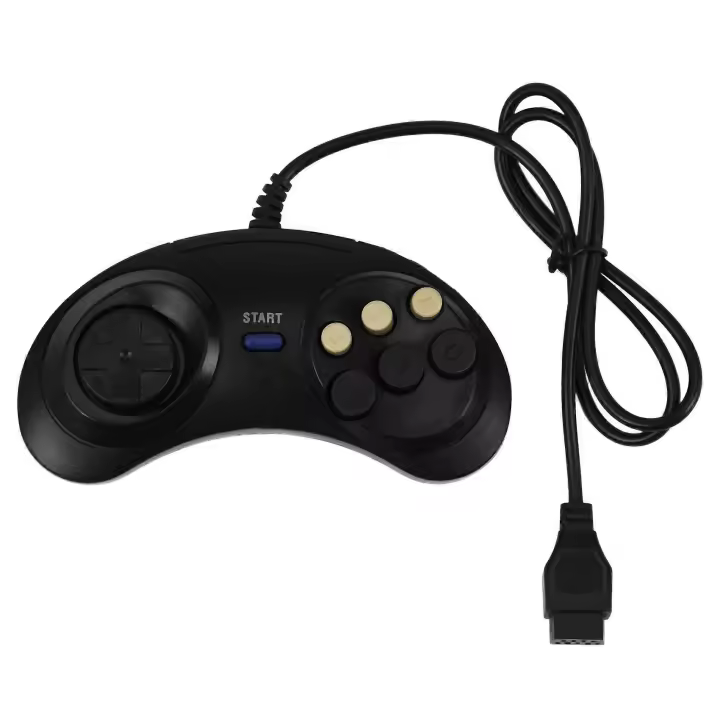 Clásico retro 6 botones mango con cable controlador de juego GamePad joystick joypad para Sega MD2 PC Mac Mega Drive Accesorios - 1