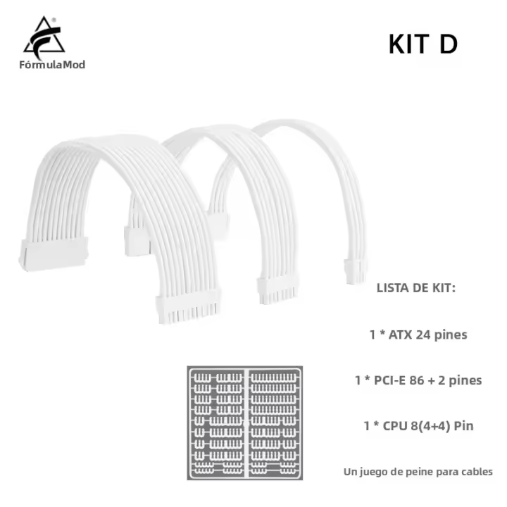 Kit De Cable De Extensión PSU En Color Sólido FormulaMod 300mm ATX24Pin PCI-E8Pin CPU8Pin Con Combs Para PC Hardware - 1