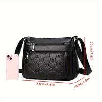 Bolso De Hombro Y Cruzado Para Mujer Textura PU Estilo Clásico Patrón Geométrico Bolsa De La Madre Bolso Medio Versátil - details 0