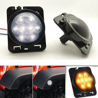 2 Pcs Luz Decorativa De Espejo Negro Con LED Amarillo Para Jeep JK JKU 2007 Accesorios De Señal De Giro Emblem Fender Luz De Marcador Lateral - details 12