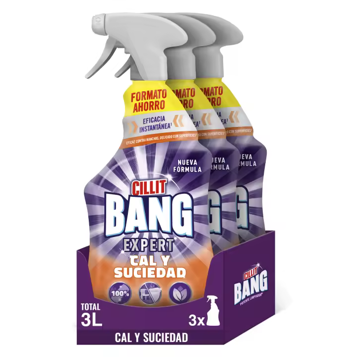 Cillit Bang - Spray Limpiador Cal y Suciedad, para Baño - 1 L, pack 3 unidades - 1