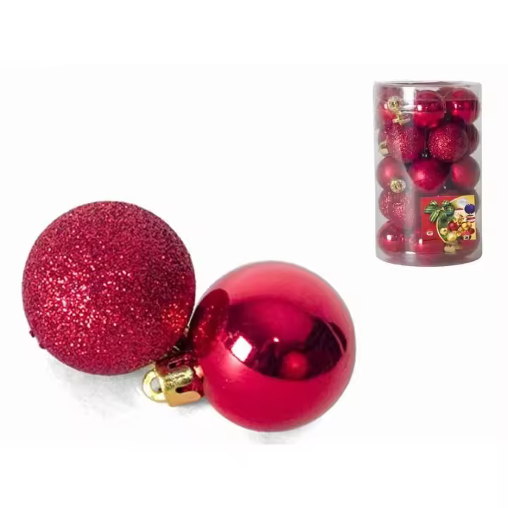 Gerimport Bote 25 Bolas Navidad Rojo 3 Cm - Decoración Navideña - 1