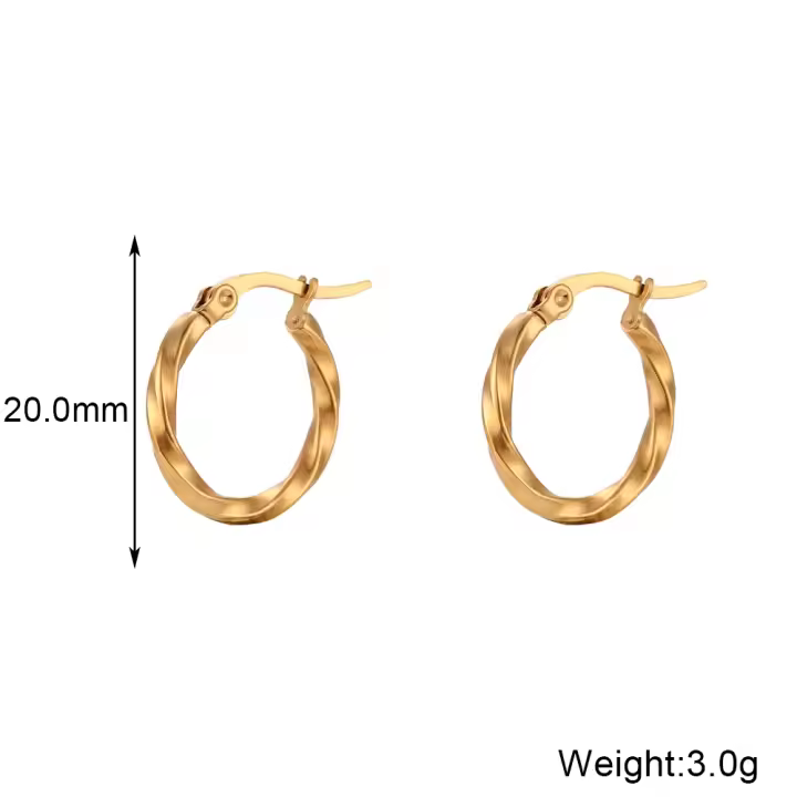 Organizado por E.B. Belle-Base de estilo Chapado en oro para Mujer, 20mm, 35mm, 40mm, 18K, resistente a Agua torcido, pendientes de Ar de Maple inoxidable - 1