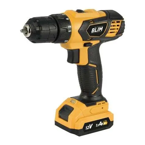 Blim taladro a bateria 12v 1.5ah - 28nm de par maximo - 2 velocidades 0-400/0-1500rpm - color amarillo - 1