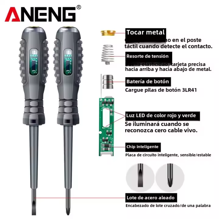 ANENG B05 2Pcs Pluma De Prueba Eléctrica Multifuncional Con Indicador Y Destornillador De Palabras/Cruz Para El Hogar Y Electricistas - 1