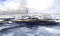 Cuadro decorativo abstracto horizontal grande "INTESIDAD LUNAR" 130x75 140x85 150x90 Lienzo alta Calidad moderno Arte contemporáneo azules amarillo Ref ANA DURAN 023 - details 0