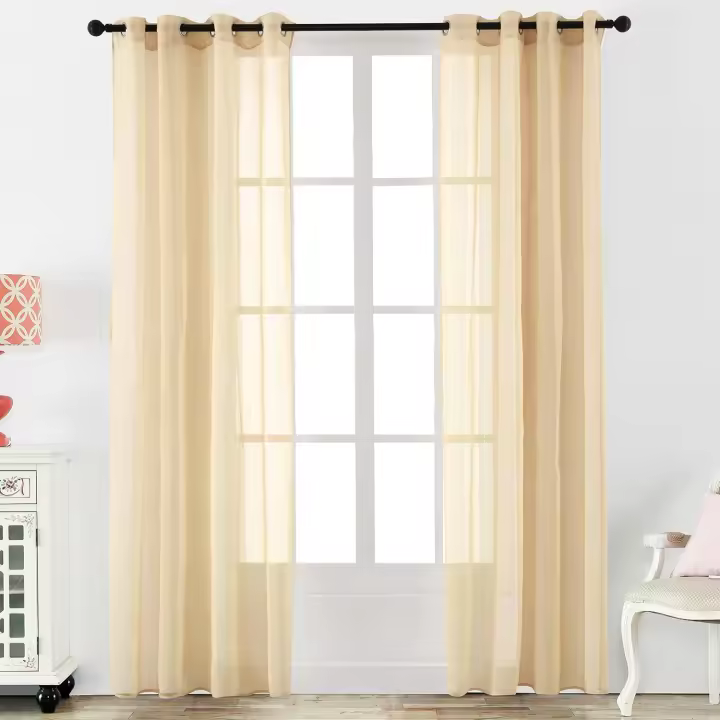 Shoppe house - Cortina Salón Dormitorio Translúcido Liso con Rayas - Visillo con Ojales Poliéster Color Sólido para Salón Dormitorio 140x260cm - 1