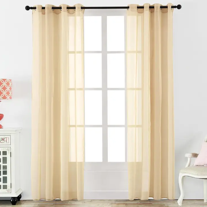 Shoppe house - Cortina Salón Dormitorio Translúcido Liso con Rayas - Visillo con Ojales Poliéster Color Sólido para Salón Dormitorio 140x260cm - 1